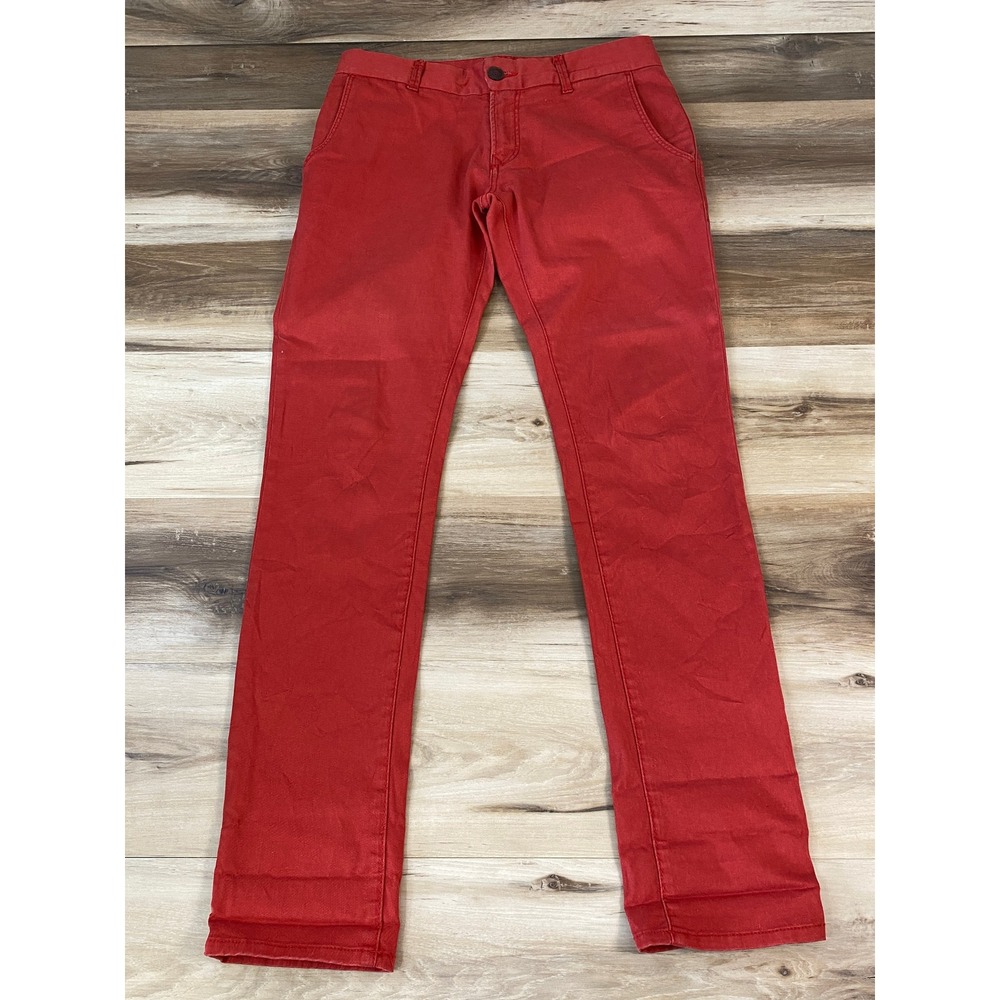 Zara Chinos Mens 30 Slim Fit Cotton Twill Streetwear Casual Red Pants Excellent